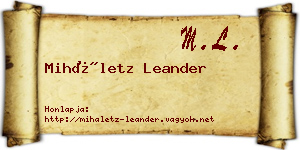 Miháletz Leander névjegykártya